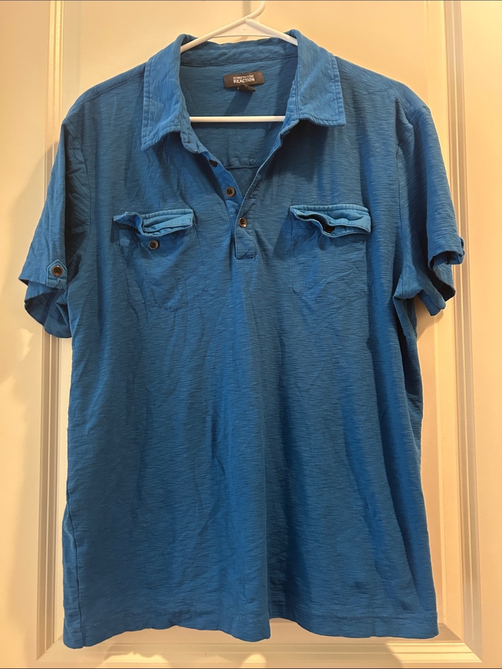 Kenneth Cole Reaction utility style Polo Shirt front pockets short sleeve size L